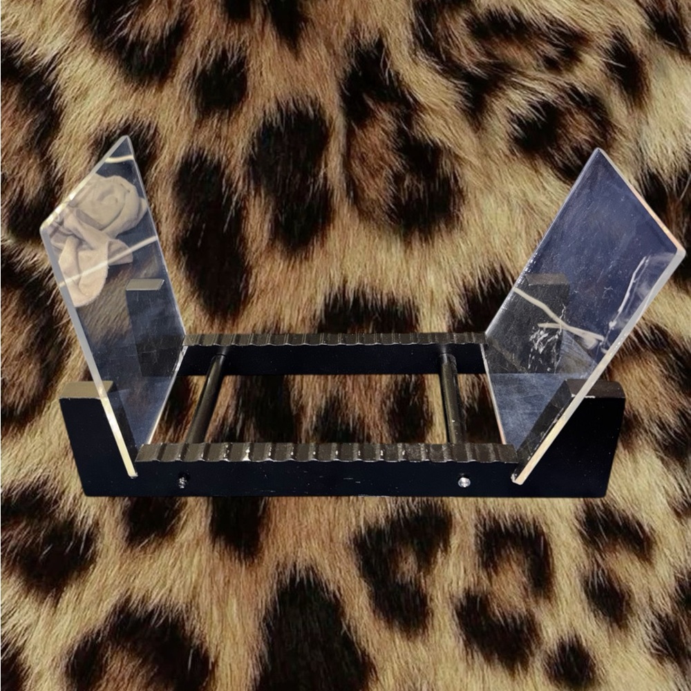 Acrylic and Black Wood Vinyl Record Display Stand